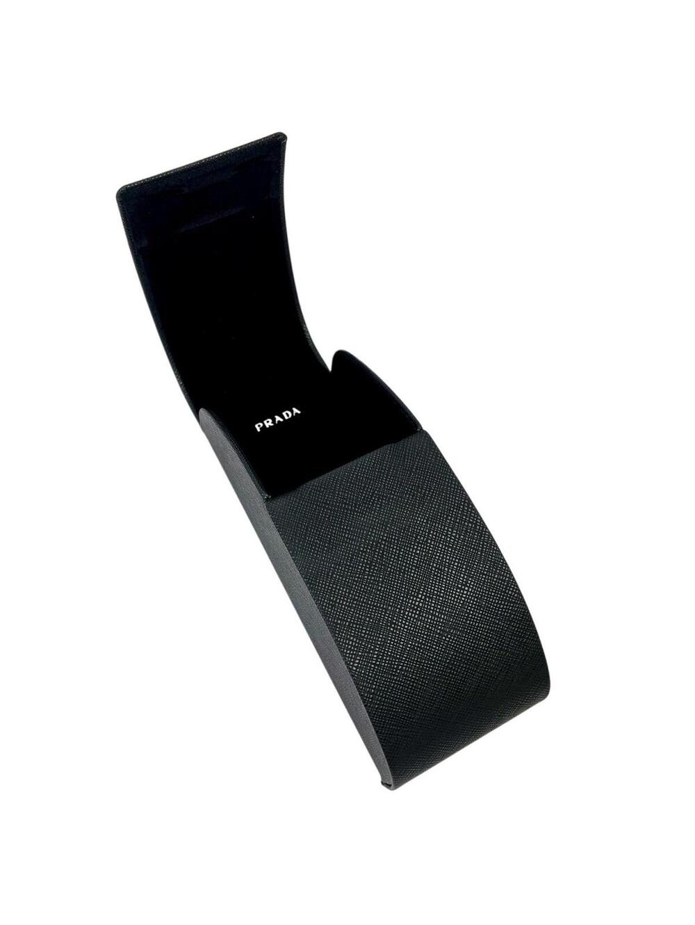 PRADA Designer Eyeglass Case Black Hard Travel Designer Curved CASE ONLY